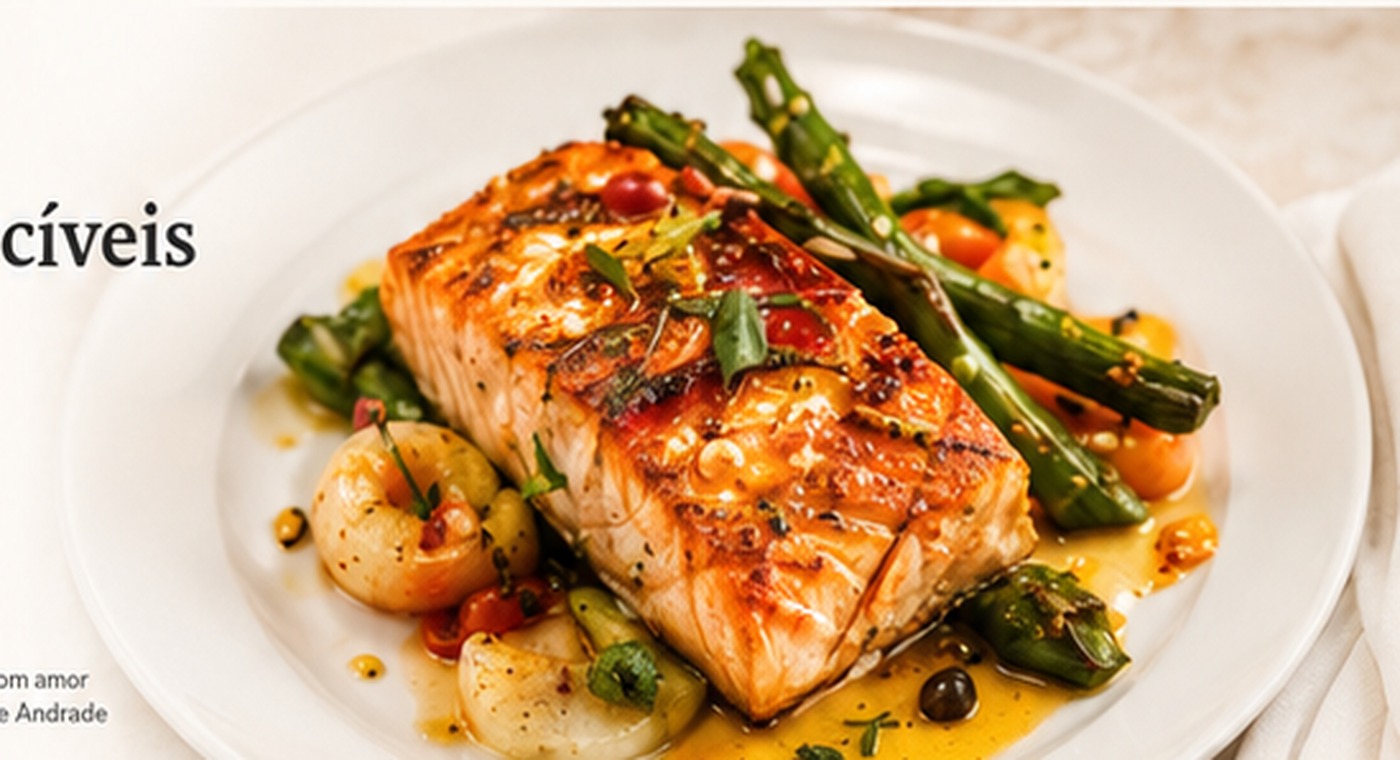 Prato de salmão com legumes